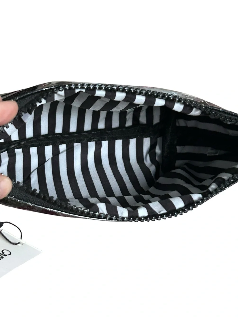 Marc Tetro Boston Terrier Black Glitter Cosmetic Makeup Pouch Bag NWT